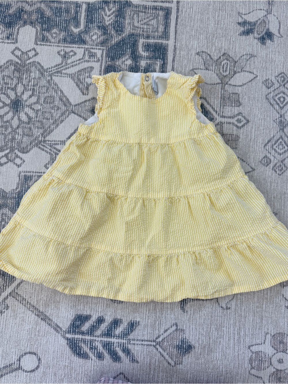 Nordstrom Yellow Tiered Seersucker Kids Dress 18M